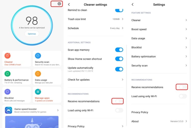 Disable Xiaomi ads in MIUI security app