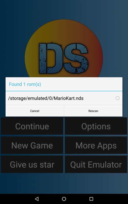 Screenshot of the Fast NDS Android Emulator UI-3