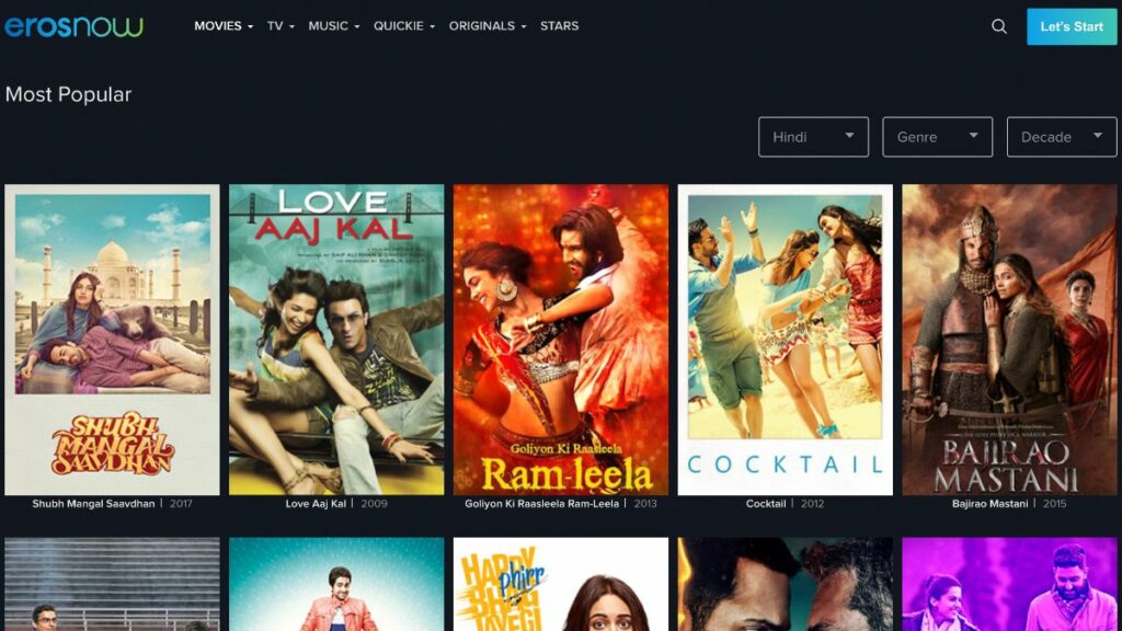 Watch bollywood hindi movies free EROS Now