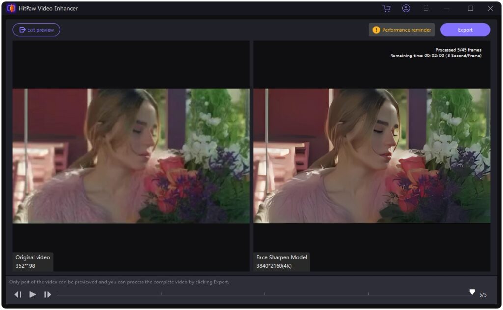 HitPaw Video Enhancer face sharpen model