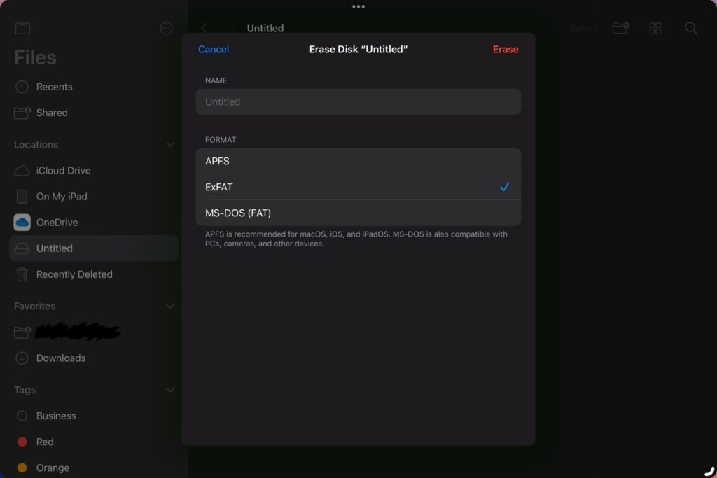 Screenshot of the Erase Disk feature on iOS 18