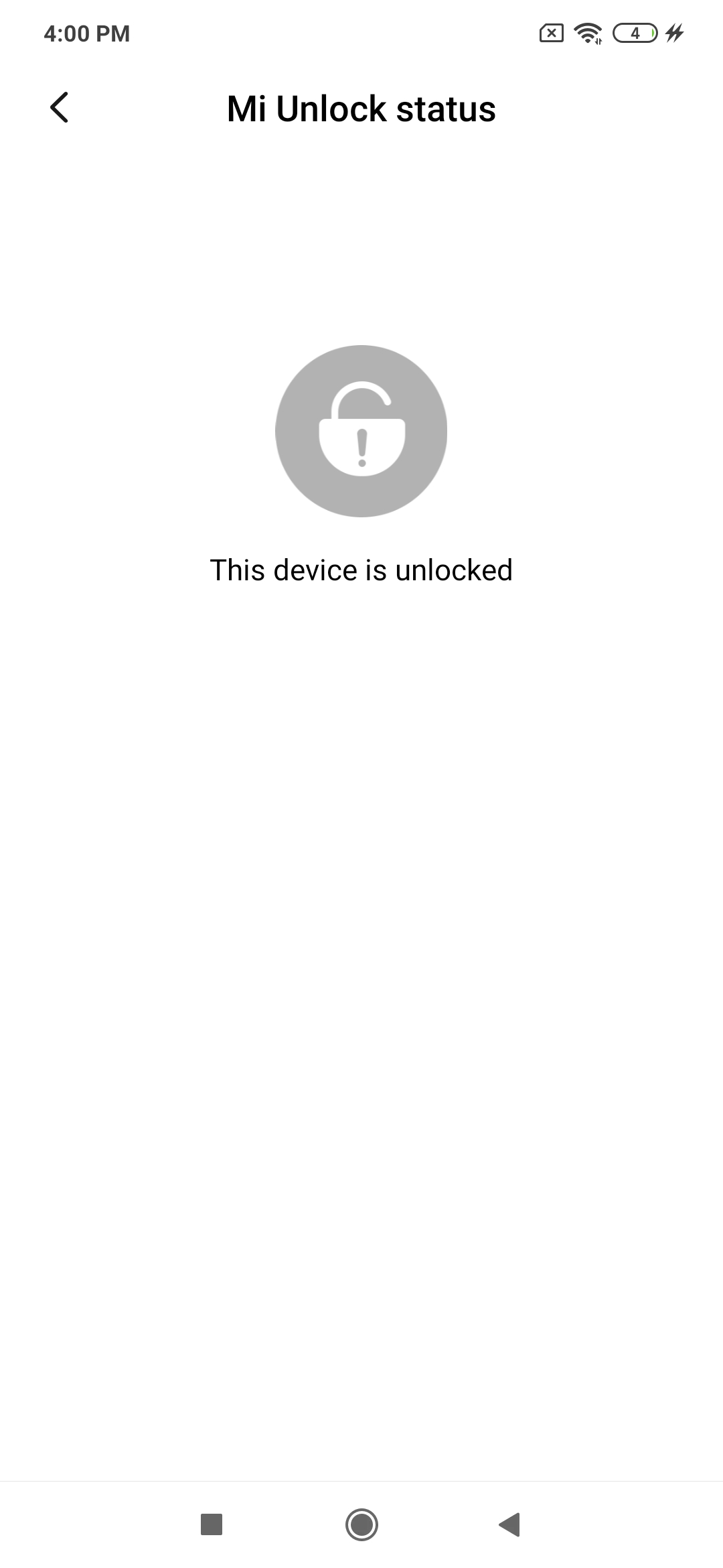 MI Unlock Status locked