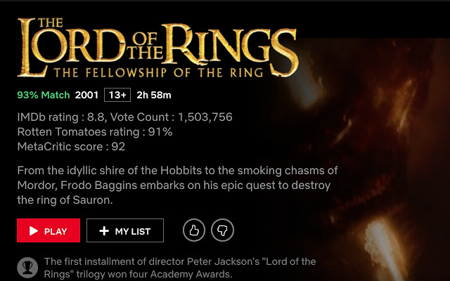 Netflix IMDB Chrome extension