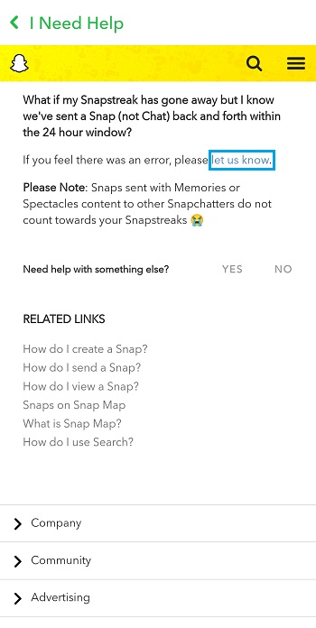 snapstreak help screen