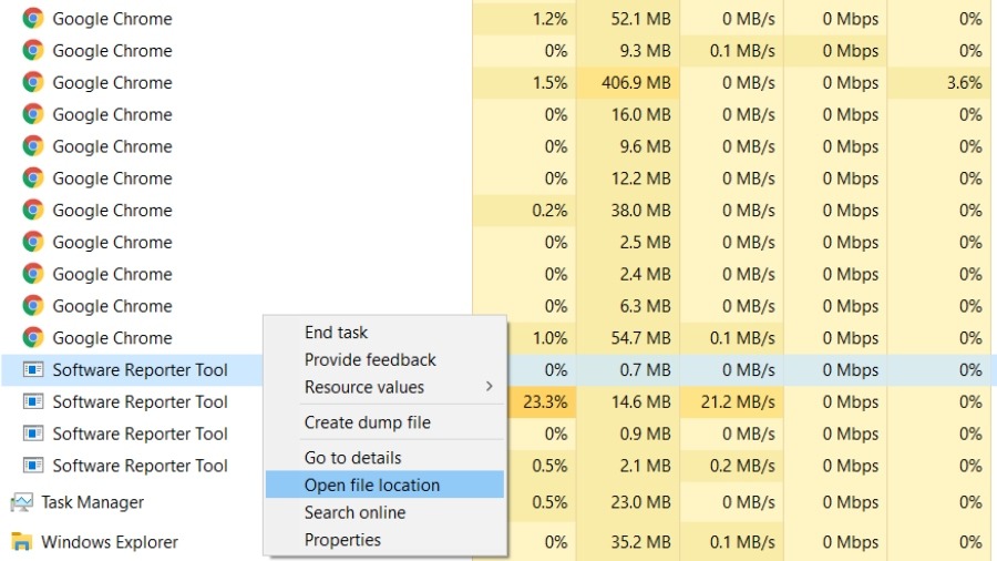 Software Reporter Tool File Location