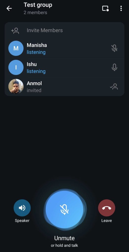 Telegram group voice call on Android 2