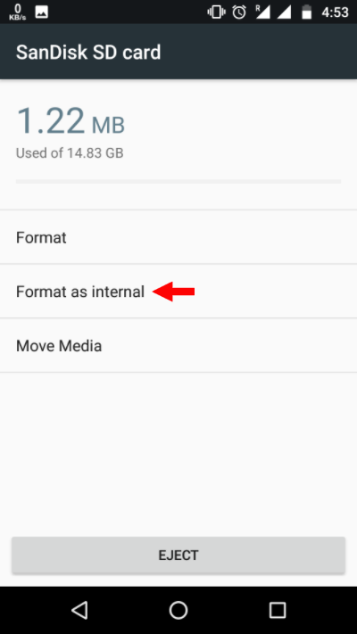 Use SD Card Internal 3