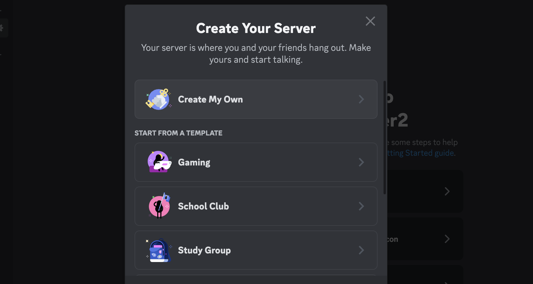 Screenshot of the Discord make server process 1